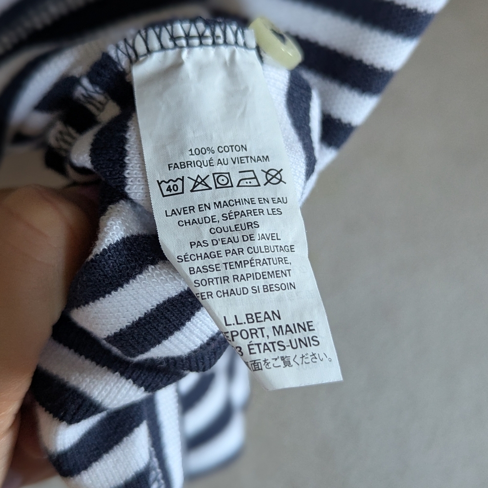 L L Bean Set of Pink And Navy & White Striped Cotton Relaxed Fit Polo Shirts - Picture 16 of 16